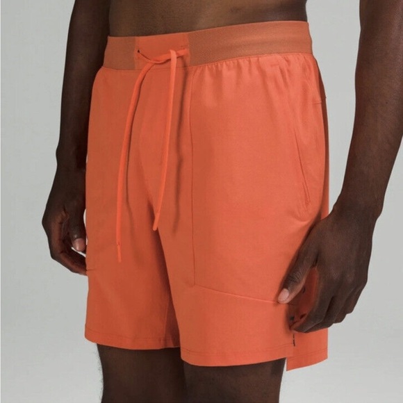 Lululemon Men's Orange Athletic Shorts - Picture 1 of 8